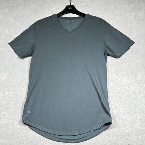 BYLT T-Shirt Mens Medium Blue Lux Drop Cut V-Neck Solid Short Sleeve Gym Workout